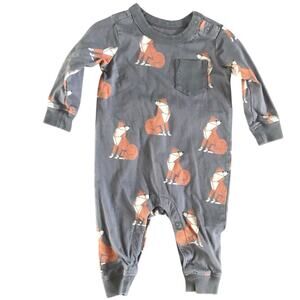 Tea Collection Foxes Pocket Romper Size 3-6mo